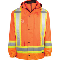 Manteau haute visibilit&eacute; 7-en-1, Polyester, Orange haute visibilit&eacute;, T-petit Solutions industrielles ALPHA