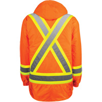 Manteau haute visibilit&eacute; 7-en-1, Polyester, Orange haute visibilit&eacute;, T-petit Solutions industrielles ALPHA