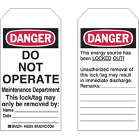 Lockout Tags, Plastic, 3" W x 5-1/2" H, English Solutions industrielles ALPHA