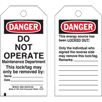 Lockout Tags, Plastic, 3" W x 5-3/4" H, English Solutions industrielles ALPHA