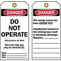 Lockout Tags, Plastic, 3" W x 5-1/2" H, English Solutions industrielles ALPHA