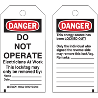 Lockout Tags, Plastic, 3" W x 5-1/2" H, English Solutions industrielles ALPHA