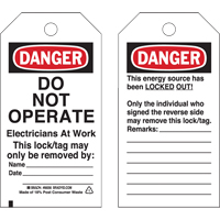 Lockout Tags, Plastic, 3" W x 5-3/4" H, English Solutions industrielles ALPHA