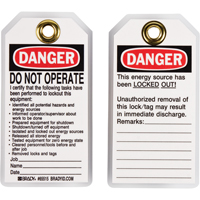 Lockout Tags, Plastic, 3" W x 5-1/2" H, English Solutions industrielles ALPHA