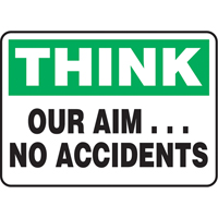 "Our Aim… No Accidents" Sign, 7" x 10", Aluminum, English Solutions industrielles ALPHA