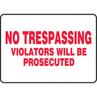Enseigne  No Trespassing , 7" x 10", Vinyle, Anglais Solutions industrielles ALPHA