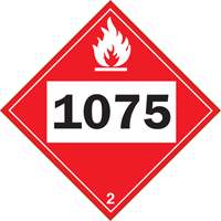 1075 Liquefied Petroleum Flammable Gas TDG Placard, Plastic Solutions industrielles ALPHA