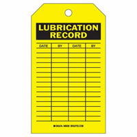 &eacute;tiquettes registres de lubrifications, Polyester, 4" la x 7" h, Anglais Solutions industrielles ALPHA