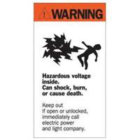 Enseigne Warning Hazardous Voltage, 8" x 4-1/2", Acrylique, Anglais avec pictogramme Solutions industrielles ALPHA