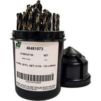 Mechanics Length Jobber Drill 135° - 1/16" to 1/2" by 1/64", 29 Pieces, High Speed Steel Solutions industrielles ALPHA