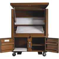 Coffre de chantier et surface de travail sur le terrain, 33" la x 63" p x 80" h, Acier, Rouge Solutions industrielles ALPHA