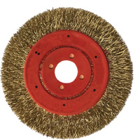 Brosse m&eacute;tallique &agrave; touret et &agrave; encapsulation partielle ne rejetant pas les fils, 3" dia., Fils 0,012", Arbre 1/4" Solutions industrielles ALPHA