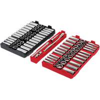 Jeu de cliquets et douilles m&eacute;triques/SAE avec organisateur PACKOUT &agrave; profil bas, 98 Mcx, Prise de 3/8" Solutions industrielles ALPHA