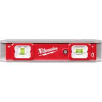 Torpedo Level with Lighted Vials, 9" L, Aluminum, 2 Vials, Magnetic Solutions industrielles ALPHA