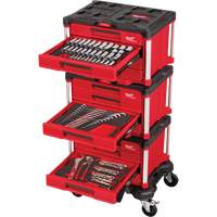 Ensemble maître de 366 outils &agrave; main pour m&eacute;caniciens avec tiroirs PACKOUT et diable, 16-3/10" x 22-1/5" x 48-5/8", Noir/Rouge Solutions industrielles ALPHA
