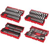 Jeu de cliquets et douilles m&eacute;triques et SAE avec organisateur PACKOUT &agrave; profil bas, 242 Mcx, Chocs, Prise de 1/4"/3/8"/1/2", Profond Solutions industrielles ALPHA