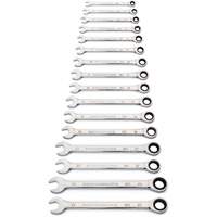 Jeu de cl&eacute;s &agrave; 12 pans et 90 dents, Combinaison &agrave; cliquet, 16 morceaux, M&eacute;trique Solutions industrielles ALPHA