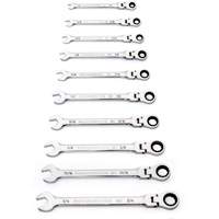 Jeu de cl&eacute;s SAE &agrave; 12 pans et 90 dents, T&ecirc;te articul&eacute;e/Combinaison &agrave; cliquet, 10 morceaux, Imp&eacute;rial Solutions industrielles ALPHA