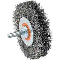 Mounted Wire Brush, 1-3/8" Dia., 0.008" Fill, 1-1/4" Arbor Solutions industrielles ALPHA