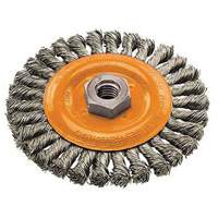 Wide Knotted Wire Wheel Brush, 4" Dia., 0.02" Fill, 5/8"-11 Arbor, Steel Solutions industrielles ALPHA