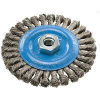 Wide Knotted Wire Wheel Brush, 5" Dia., 0.02" Fill, 5/8"-11 Arbor, Aluminum/Stainless Steel Solutions industrielles ALPHA