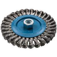 Wide Knotted Wire Wheel Brush, 6" Dia., 0.02" Fill, 5/8"-11 Arbor, Aluminum/Stainless Steel Solutions industrielles ALPHA