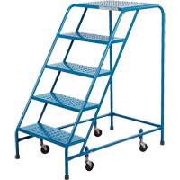 Escabeau roulant, 5 marches, Largeur de la marche 18", Hauteur de la plateforme 46", Acier Solutions industrielles ALPHA