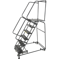 Weight Actuated Lockstep Rolling Ladders, 5 Steps, 24" Step Width, 50" Platform Height, Steel Solutions industrielles ALPHA
