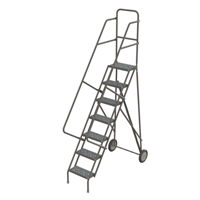 &eacute;chelles roulantes en acier, 7 marches, Largeur de la marche 16", Hauteur de la plateforme 70", Acier Solutions industrielles ALPHA