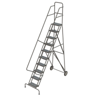 &eacute;chelles roulantes en acier, 10 marches, Largeur de la marche 16", Hauteur de la plateforme 100", Acier Solutions industrielles ALPHA