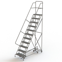 All Directional Rolling Ladder, 11 Steps, 24" Step Width, 110" Platform Height, Steel Solutions industrielles ALPHA