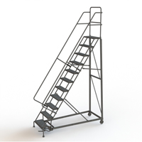 Heavy Duty Rolling Ladder, 11 Steps, 24" Step Width, 110" Platform Height, Steel Solutions industrielles ALPHA