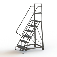 Heavy Duty Rolling Ladder, 6 Steps, 24" Step Width, 60" Platform Height, Steel Solutions industrielles ALPHA