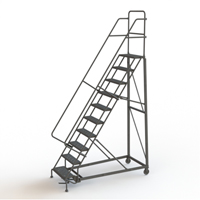 Heavy Duty Rolling Ladder, 10 Steps, 24" Step Width, 100" Platform Height, Steel Solutions industrielles ALPHA