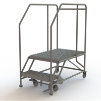 Plateforme de travail mobile, Acier, 2 Marches, 20" ha, 35" p, 24" Marche, Stri&eacute; Solutions industrielles ALPHA