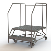 Plateforme de travail mobile, Acier, 2 Marches, 20" ha, 36" p, 36" Marche, Stri&eacute; Solutions industrielles ALPHA