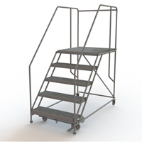 Plateforme de travail mobile, Acier, 5 Marches, 50" ha, 36" p, 36" Marche, Stri&eacute; Solutions industrielles ALPHA