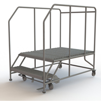 Plateforme de travail mobile, Acier, 2 Marches, 20" ha, 48" p, 36" Marche, Stri&eacute; Solutions industrielles ALPHA