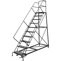 Safety Slope Rolling Ladder, 9 Steps, Perforated, 50° Incline, 90" High Solutions industrielles ALPHA