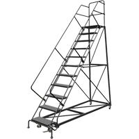 Safety Slope Rolling Ladder, 11 Steps, Perforated, 50° Incline, 110" High Solutions industrielles ALPHA