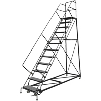 Safety Slope Rolling Ladder, 12 Steps, Perforated, 50° Incline, 120" High Solutions industrielles ALPHA