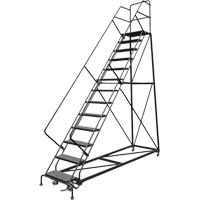 Safety Slope Rolling Ladder, 13 Steps, Perforated, 50° Incline, 130" High Solutions industrielles ALPHA
