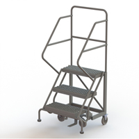 Safety Slope Rolling Ladder, 3 Steps, Serrated, 50° Incline, 30" High Solutions industrielles ALPHA