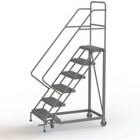 Safety Slope Rolling Ladder, 6 Steps, Serrated, 50° Incline, 60" High Solutions industrielles ALPHA
