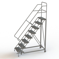 Safety Slope Rolling Ladder, 8 Steps, Serrated, 50° Incline, 80" High Solutions industrielles ALPHA