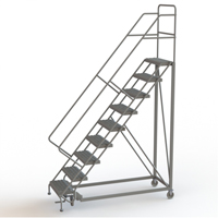 Safety Slope Rolling Ladder, 9 Steps, Serrated, 50° Incline, 90" High Solutions industrielles ALPHA