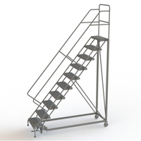 Safety Slope Rolling Ladder, 10 Steps, Serrated, 50° Incline, 100" High Solutions industrielles ALPHA