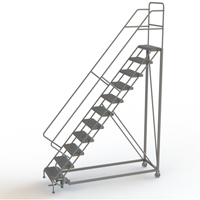 Safety Slope Rolling Ladder, 11 Steps, Serrated, 50° Incline, 110" High Solutions industrielles ALPHA