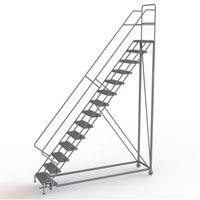 Safety Slope Rolling Ladder, 14 Steps, Serrated, 50° Incline, 140" High Solutions industrielles ALPHA