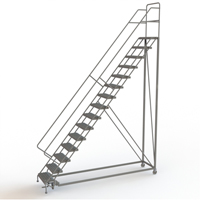 Safety Slope Rolling Ladder, 15 Steps, Serrated, 50° Incline, 150" High Solutions industrielles ALPHA